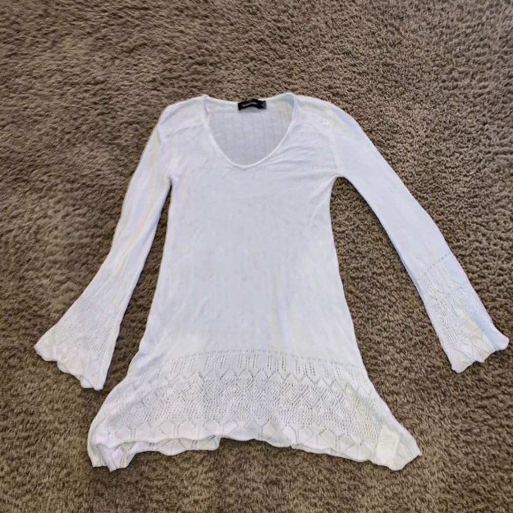 Minkpink ivory Boho long sweater chic xs EUC